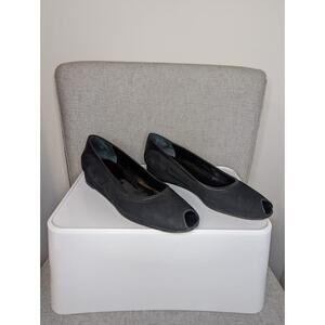 Bruno Magli Black Peep Toe Suede Low Wedge Heels